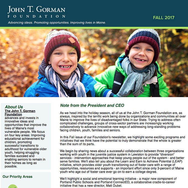 Fall 17 Newsletter John T Gorman Foundation